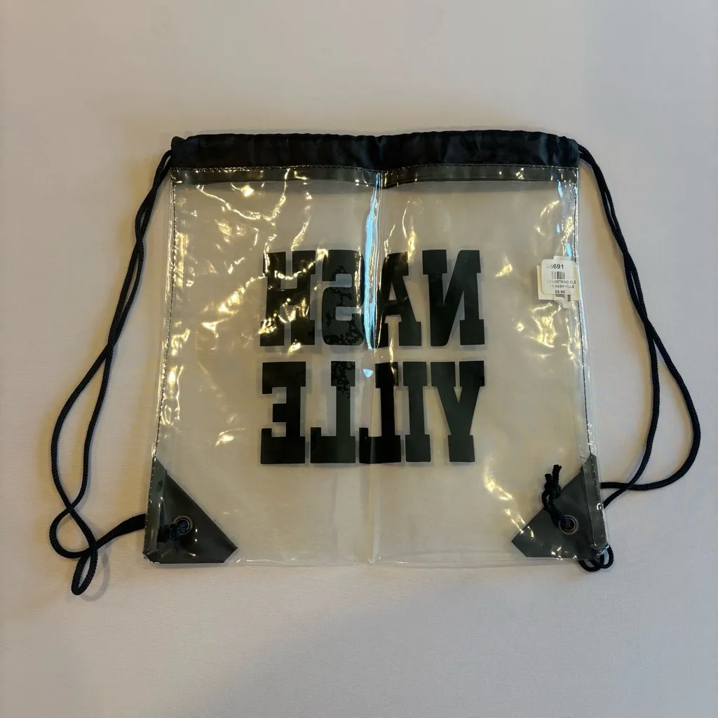 NASHVILLE Clear and‎ Black Drawstring Bag NWT - Image 3