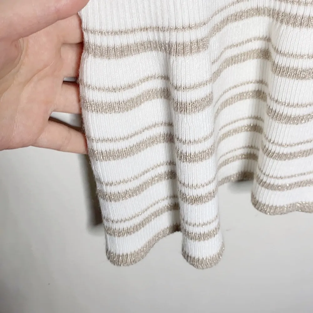 White House Black Market Metallic-Stripe Peplum Sweater size XS petite - Image 7