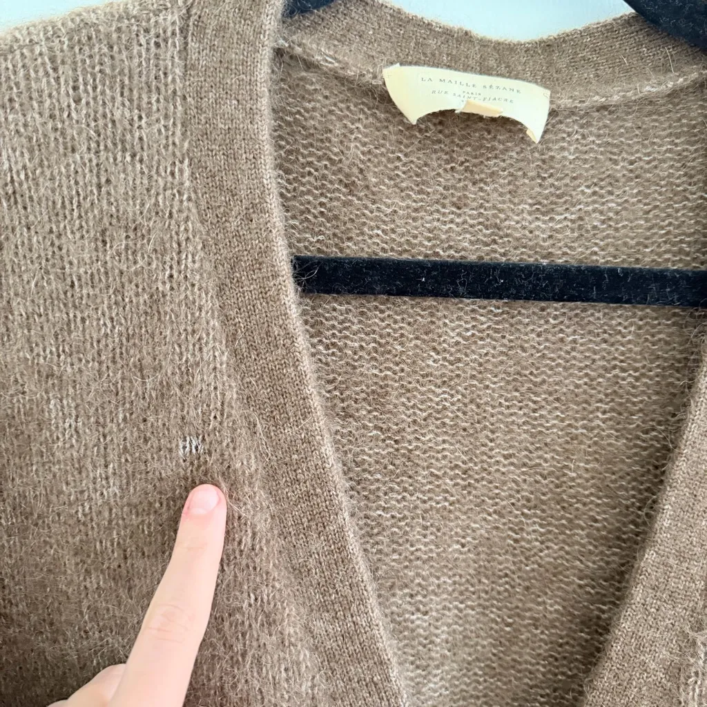 Sezane Brown Cardigan with Ruffle Sleeve - Image 5