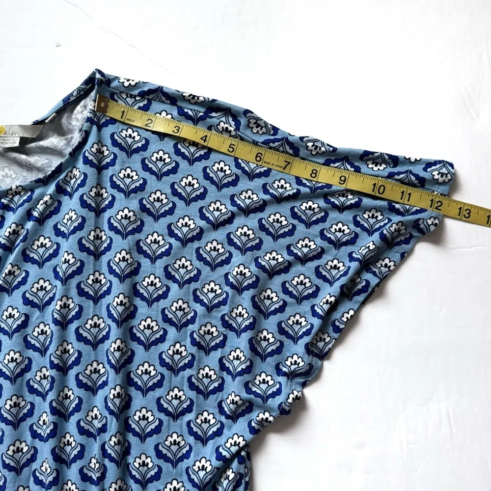 Boden Womens Floral Flutter Sleeve Jersey Dress 8R Dusty Blue Pockets Knee - Image 11