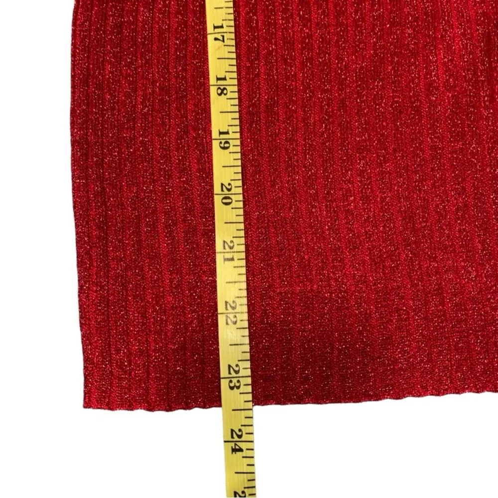 Cable & Gauge Red Metallic Pullover Cowl Neck Sweater Size XL - Image 11