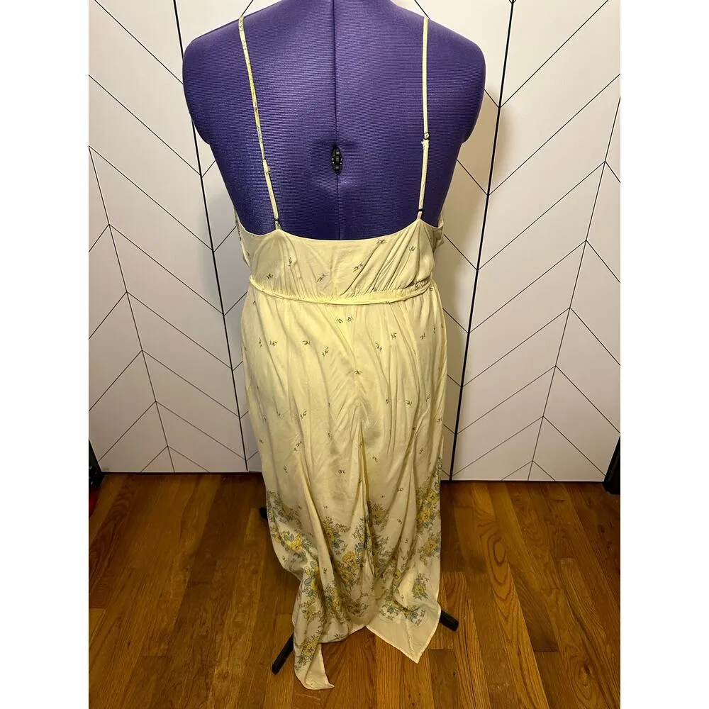 Urban Outfitters Yellow Floral Handkerchief Spaghetti Strap Midi Dress Large - Image 3