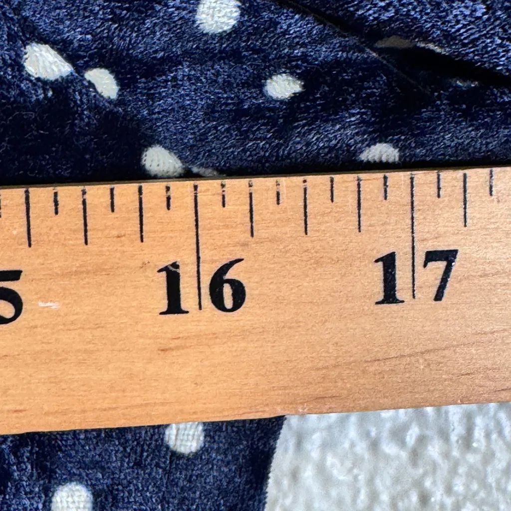 Anne Basket Blue Polka Dot Velvet Peplum Blouse Womens S Fall Boho Babydoll Top - Image 4