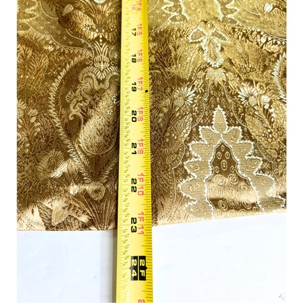 Jaclyn Smith gold jacquard knee length 10 shiny office party work holiday vtg - Image 7