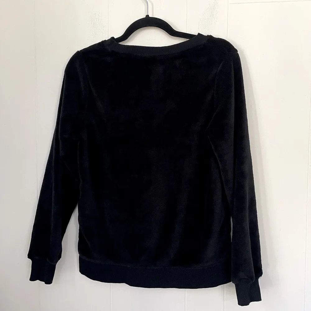 Wondershop Fuzzy “Feeling Festive” Crewneck Sweatshirt Top ~ Black ~ Size Small - Image 2