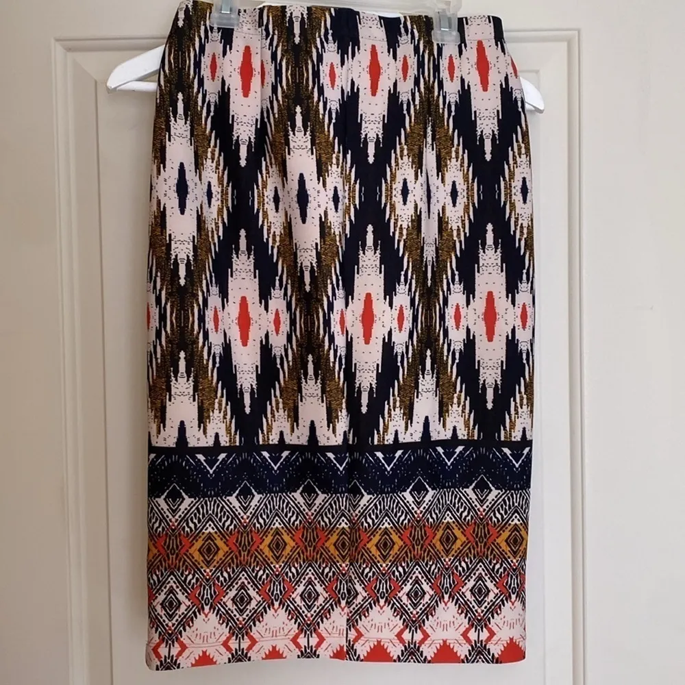 Anthropologie Maeve Igazu pencil skirt navy orange gold cream size small - Image 5