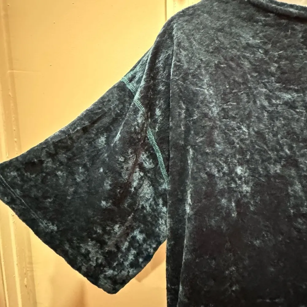 Free People We The Free Luxe Tee Blue Crushed Velvet Tunic Dress Size S - Image 5