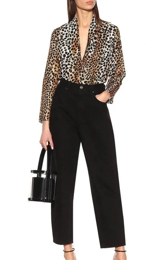 Rixo London Avril Leopard Silk Lace Bodysuit Top S Size XXS - Image 6