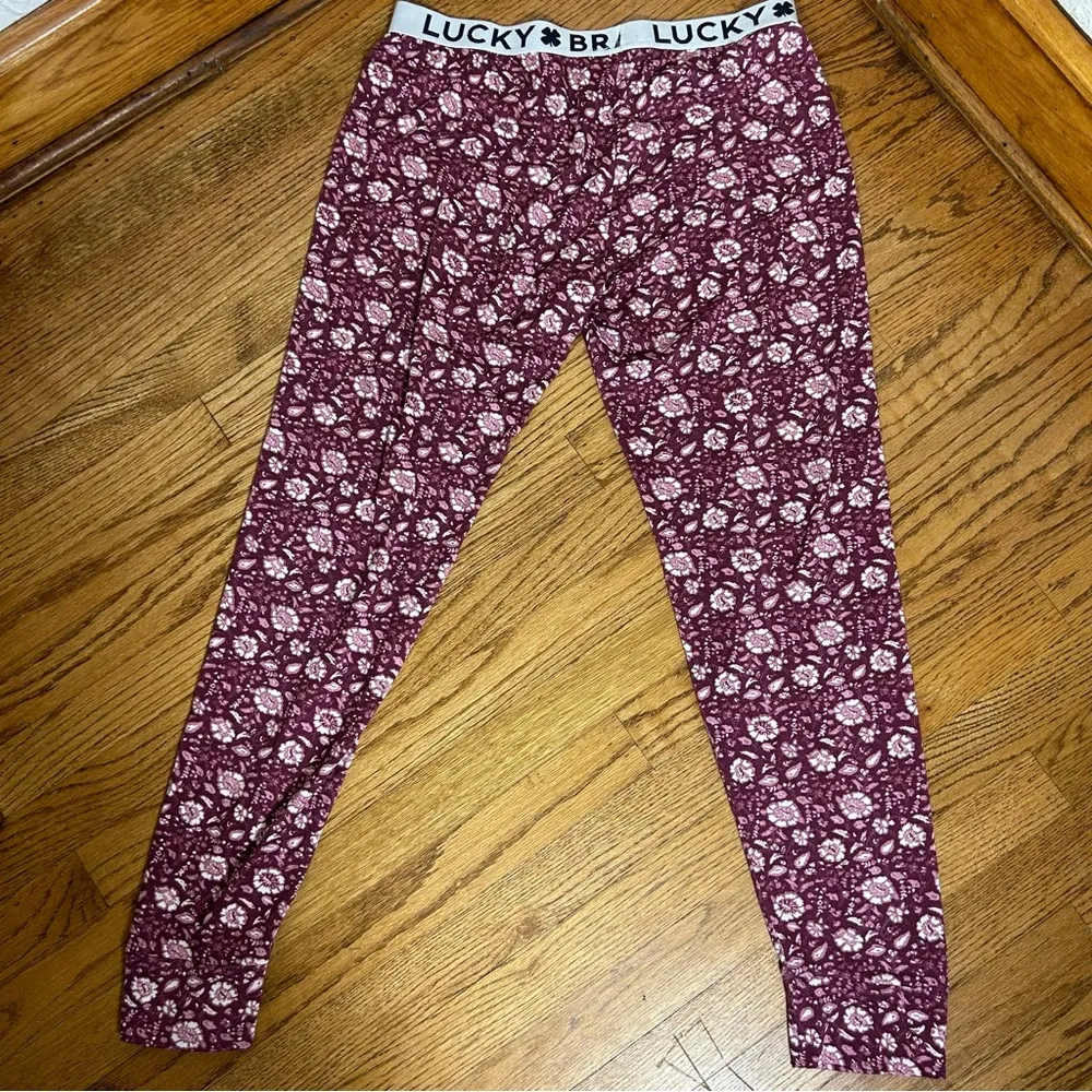 Lucky Brand | Floral Print Logo Cozy Pajama Lounge Pants Size L - Image 8