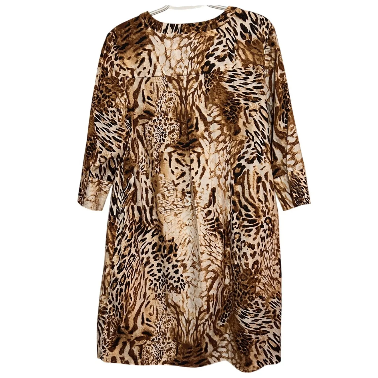 Chico’s Women's Brown White Animal Print V - Image 2