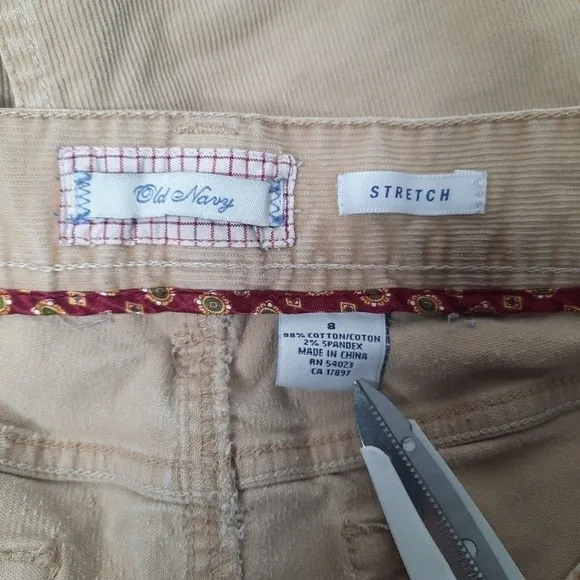 Old Navy Y2K Tan Corduroy Stretch Pencil Skirt Vintage Size 8 - Image 5