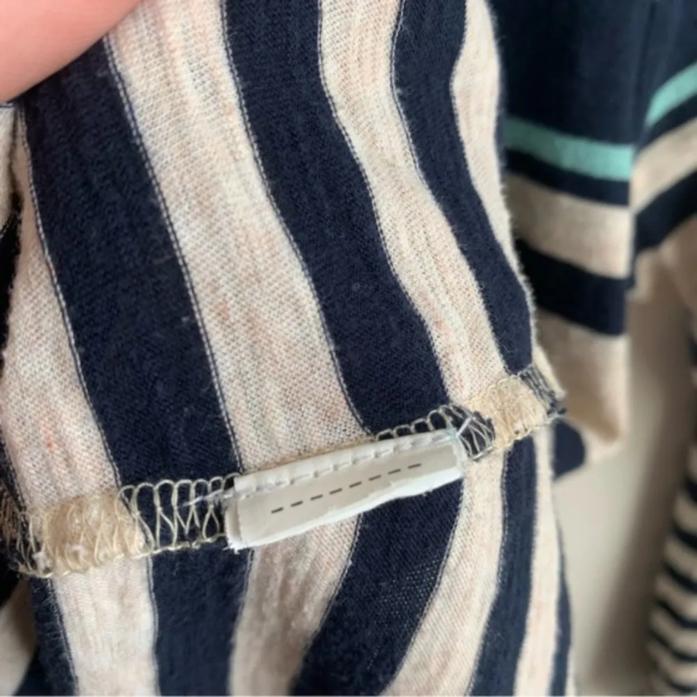 Lucky Brand Navy, Cream, & Turquoise Striped Quarter Sleeve Shirt - Image 4