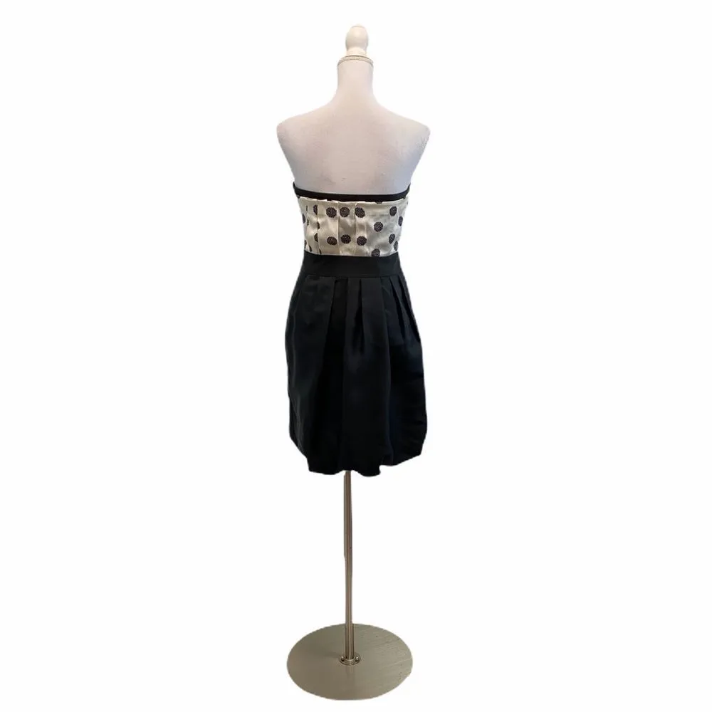 REISS Black White Polka Dot Tube Strapless Mini Dress Sz US 6 - Image 4
