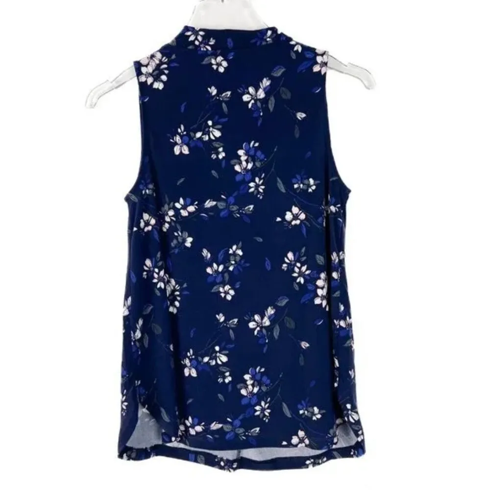 NWT Stitch Fix 41 Hawthorne Sleeveless V-Neck Floral Top Navy Small Petite PS - Image 7