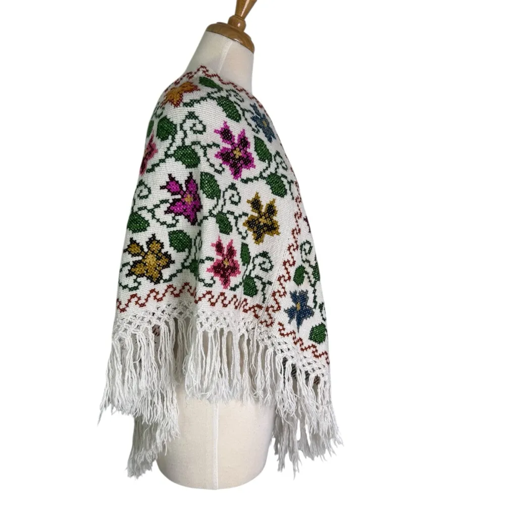 Embroidered Boho Mexican Mananita Poncho One size Size undefined - Image 4