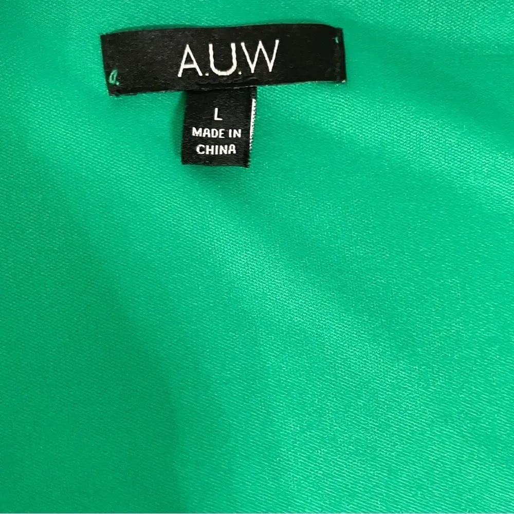 AUW Green Floral Short Sleeve Wrap Dress Womens
Size Large - Image 10