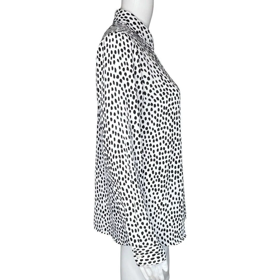 J Crew Shirt Womens Small Navy White Oncilla Print Button Up Work Casual Preppy - Image 2