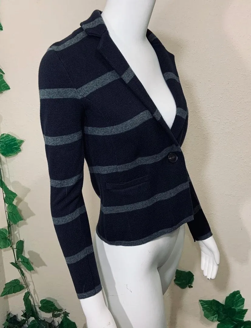 Gray Knit Striped Blazer Jacket New XXSP - Image 4
