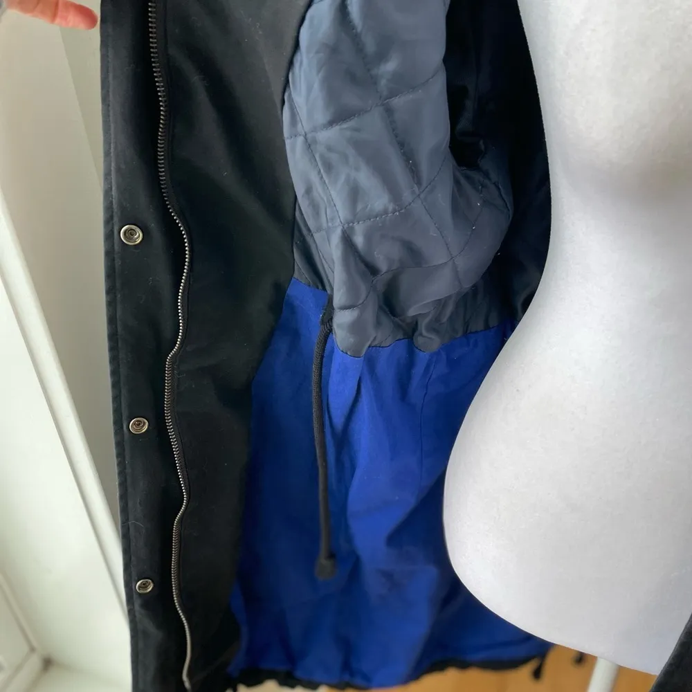 Liz Claiborne Black Cotton Anorak Trench Coat Size Medium - Image 8