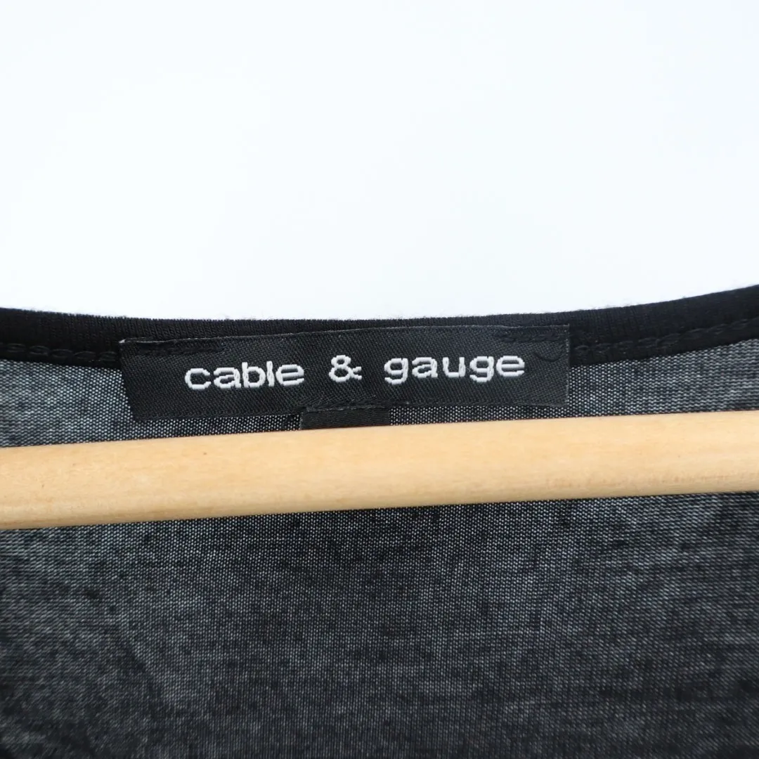 Cable & Gauge Tank Top Womens Small Black Stretch Pleated V-Neck Wide Strap - Image 3