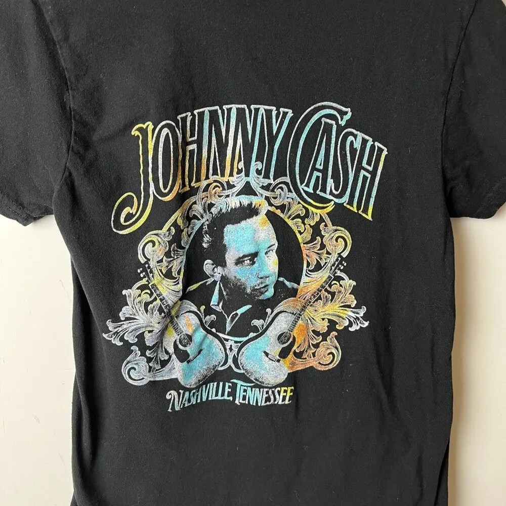 Johnny Cash T Shirt Womens Black Medium M Singer Graphic Tee 100% Cotton Solid - Image 12