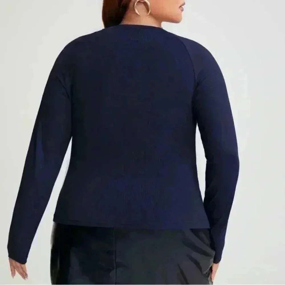 Shein Plus Size Tops Lace Trim Ribbed Knit Tee and Solid Raglan Sleeve Tee (416) - Image 13