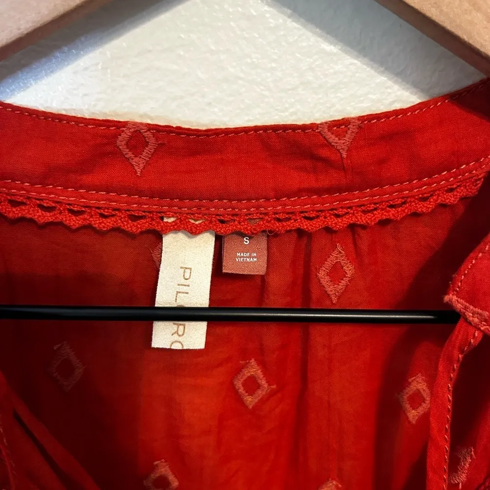 Anthropologie Pilcro‎ Embroidered 100% Cotton Tiered Tunic Blouse - Image 5