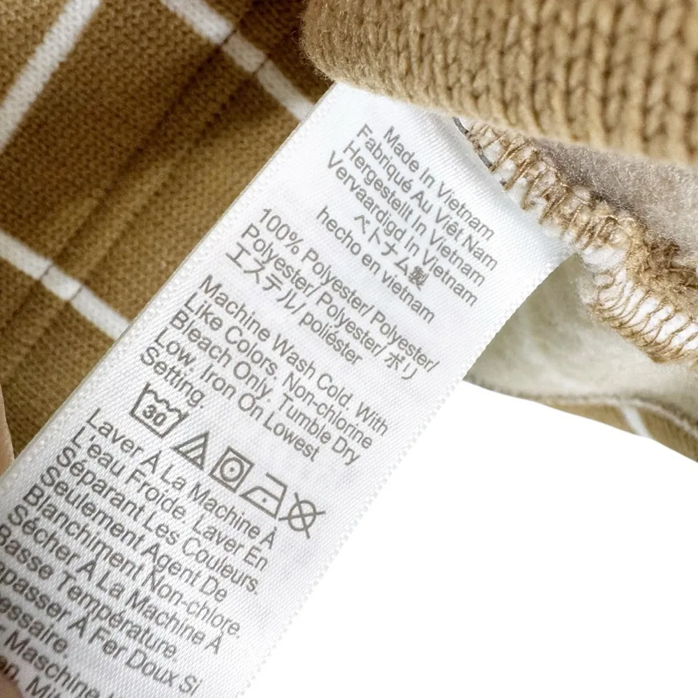 J. Crew Windowpane Fleece Lined Funnelneck Pullover Sweater Camel Tan Size M Size M - Image 9