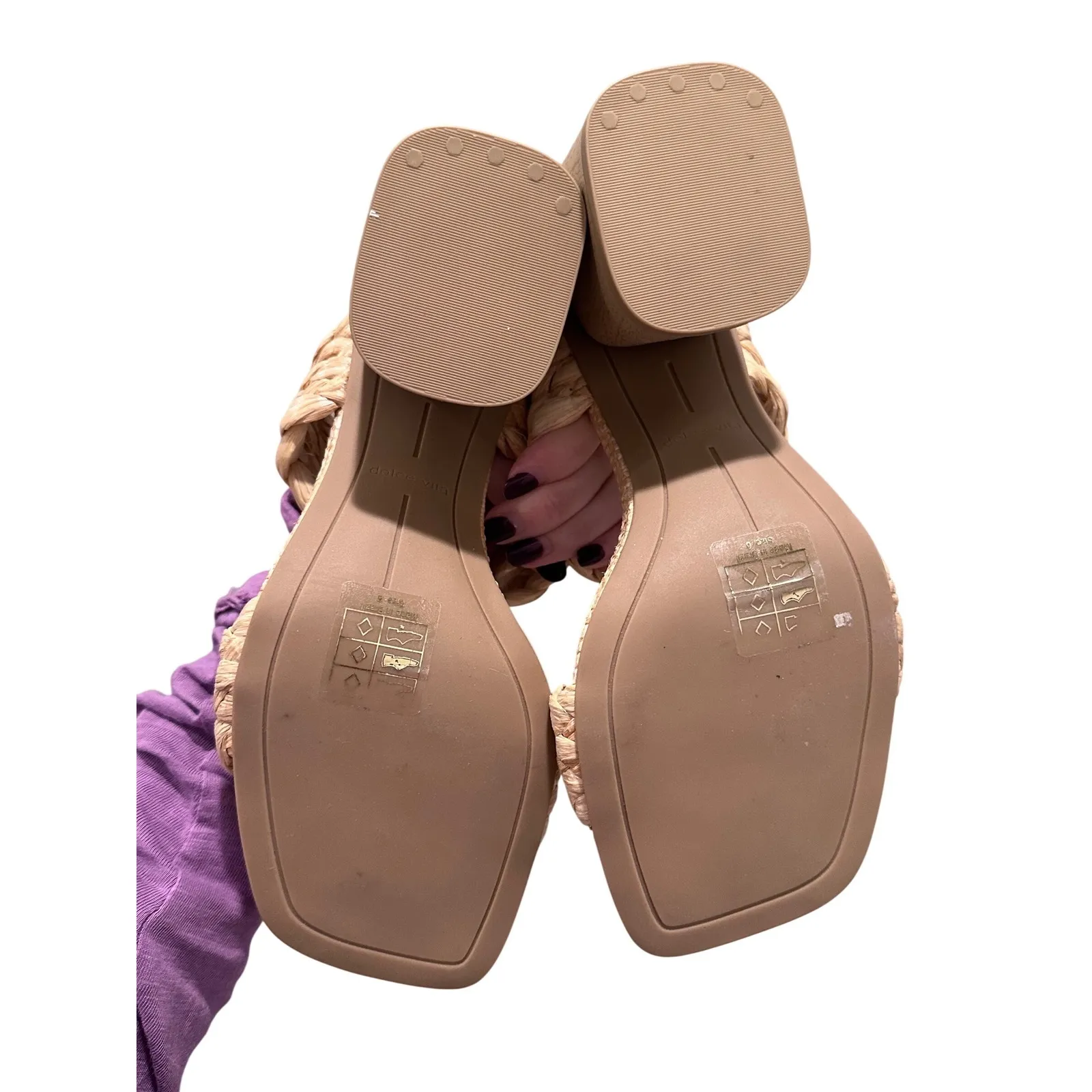 Dolce Vita Beige Raffia Natie Woven Heels Size 6 Wedding Beach Vacation Tan - Image 4