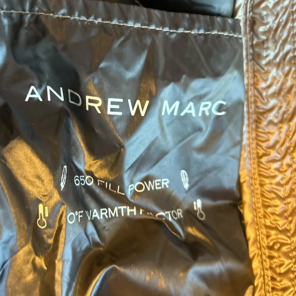 Andrew Marc Women's Long Down Puffer Jacket removable Hood Gold Tan Winter Coat - Image 14