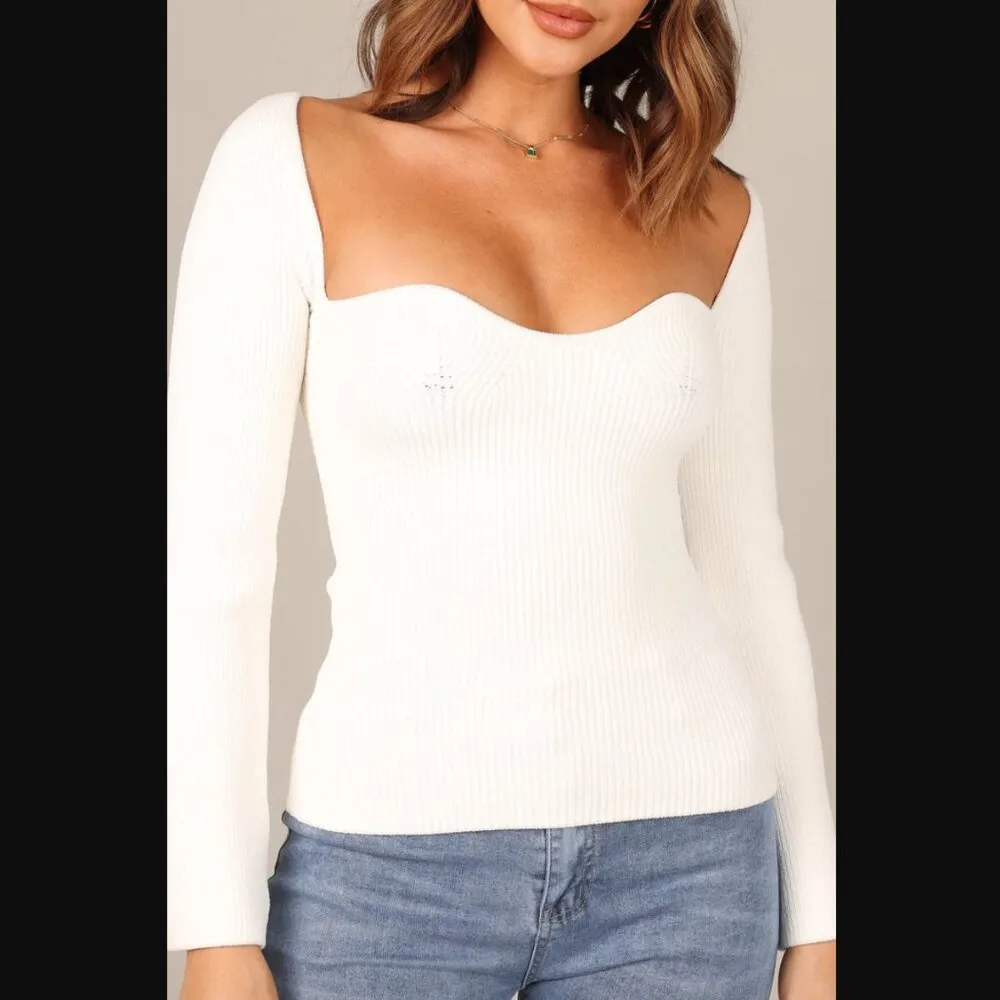 Petal & Pup Aquerelle White Stretch Knit Sweater 12 - Image 3