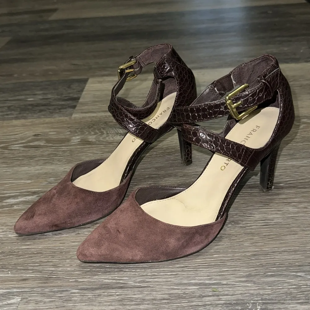 Franco Sarto Anazio Pump - Suede & Faux Leather - Burgundy - Size 7.5 - Image 6