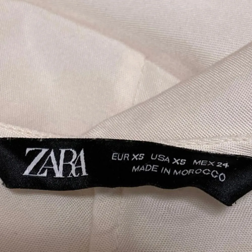 Zara White Short Sleeve V-Neck Button Down Belted Tie Waist Mini Shirt Dress XS - Image 4