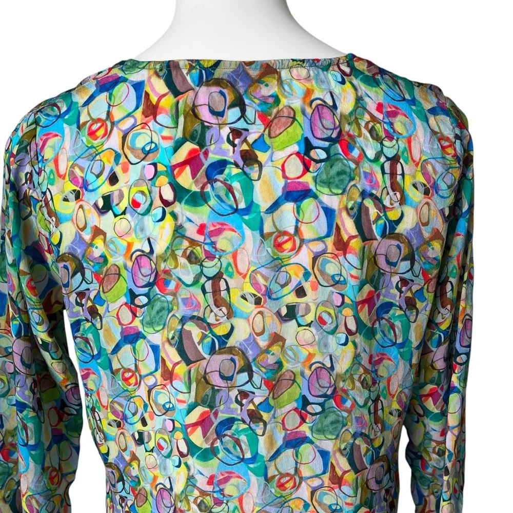 APNY Semi Sheer Abstract Multi Color Pullover Print Tunic, Sz S - Image 10