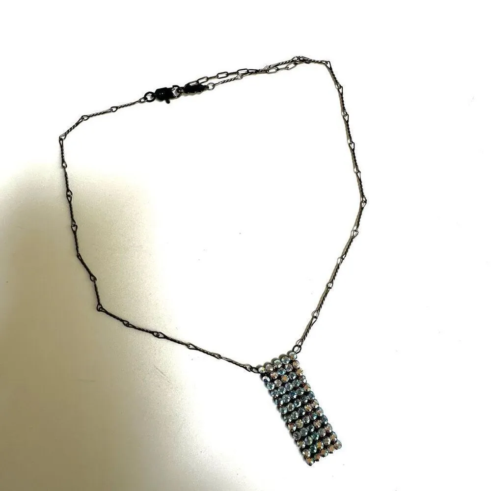Bellagio rhinestone rectangular pendant necklace Gray - Image 10