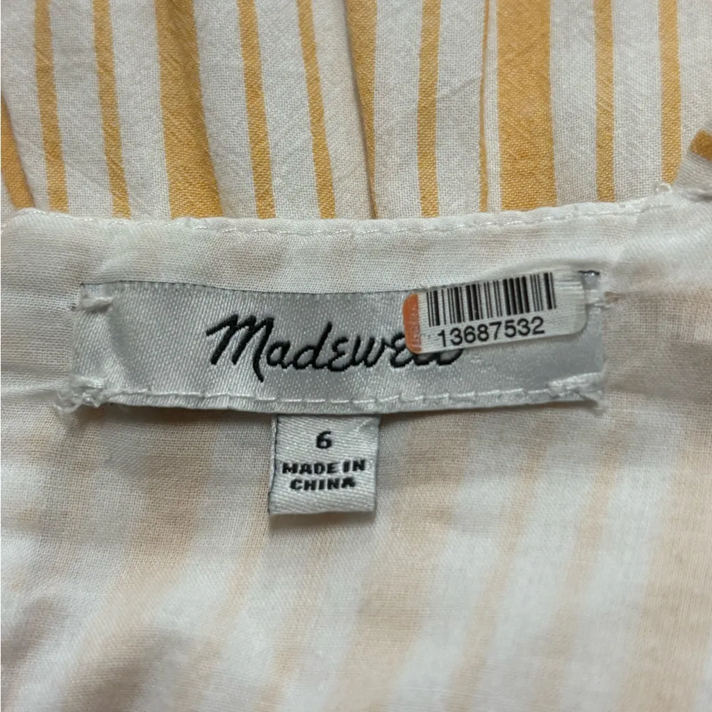 Madewell Striped Button-Back Tiered Midi bohemian summer Dress Yellow size 6 - Image 6