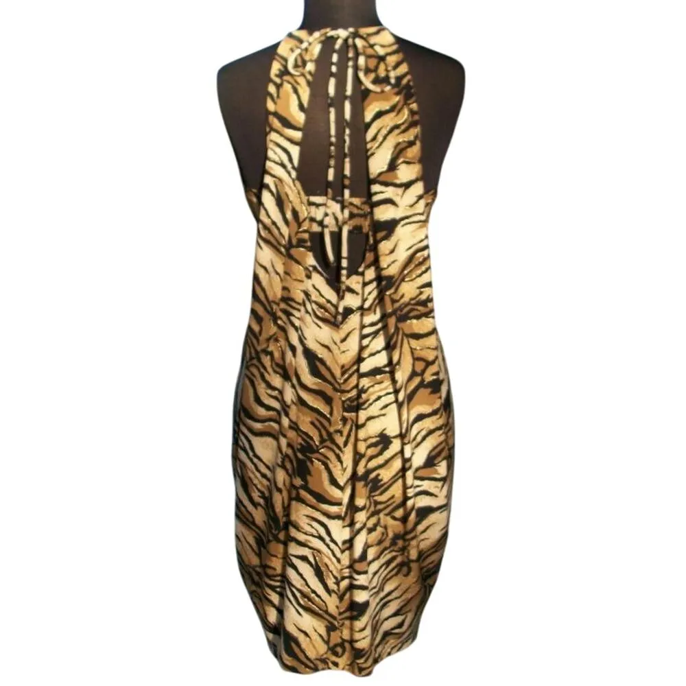 Cache Animal Metallic Kissed Halter Dress Rhinestone Metal Rings New NWT $158 - Image 3