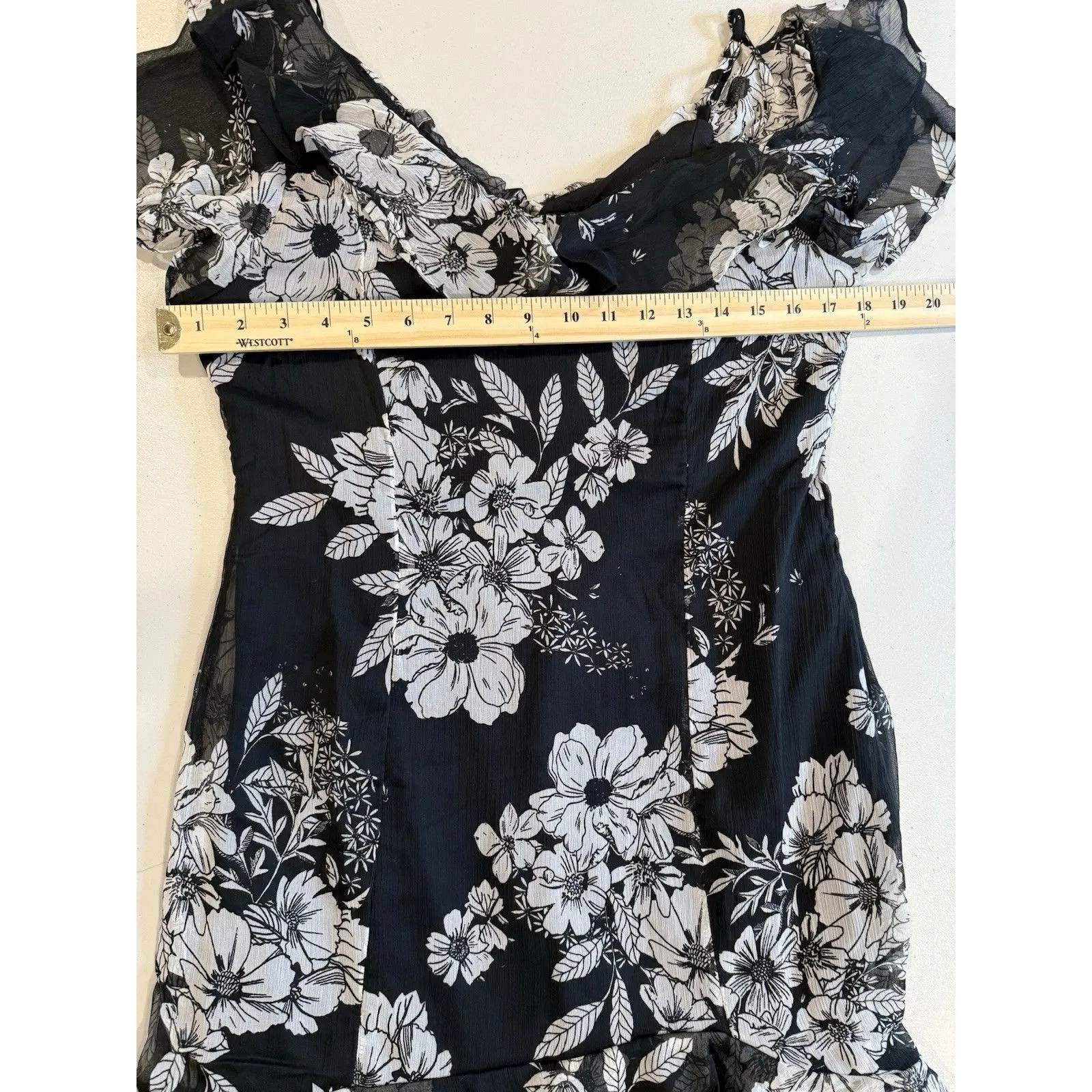 NEW Colleen Lopez Dress Womens 10 Black Floral Ruffle Whimsigoth Dark Romantic - Image 5