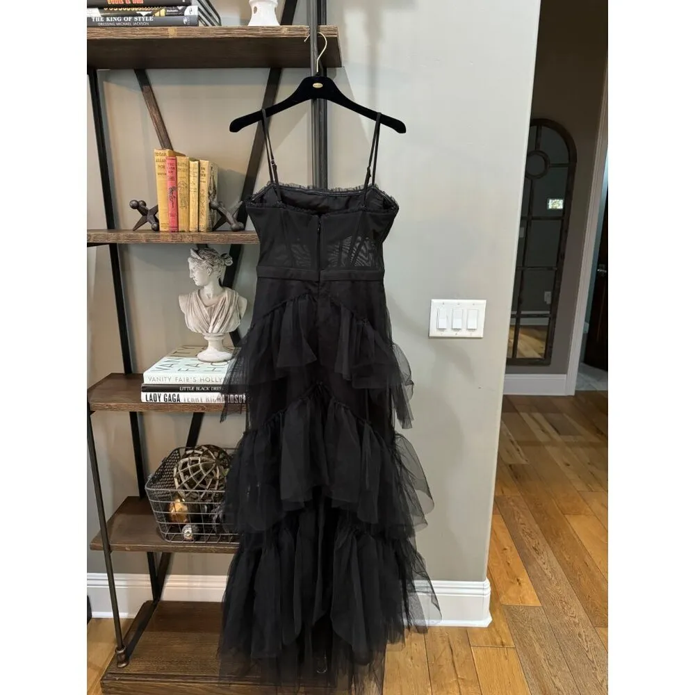 BCBGMAXAZRIA Corset Tulle Oly Gown Black Womens Size 0 - Image 6