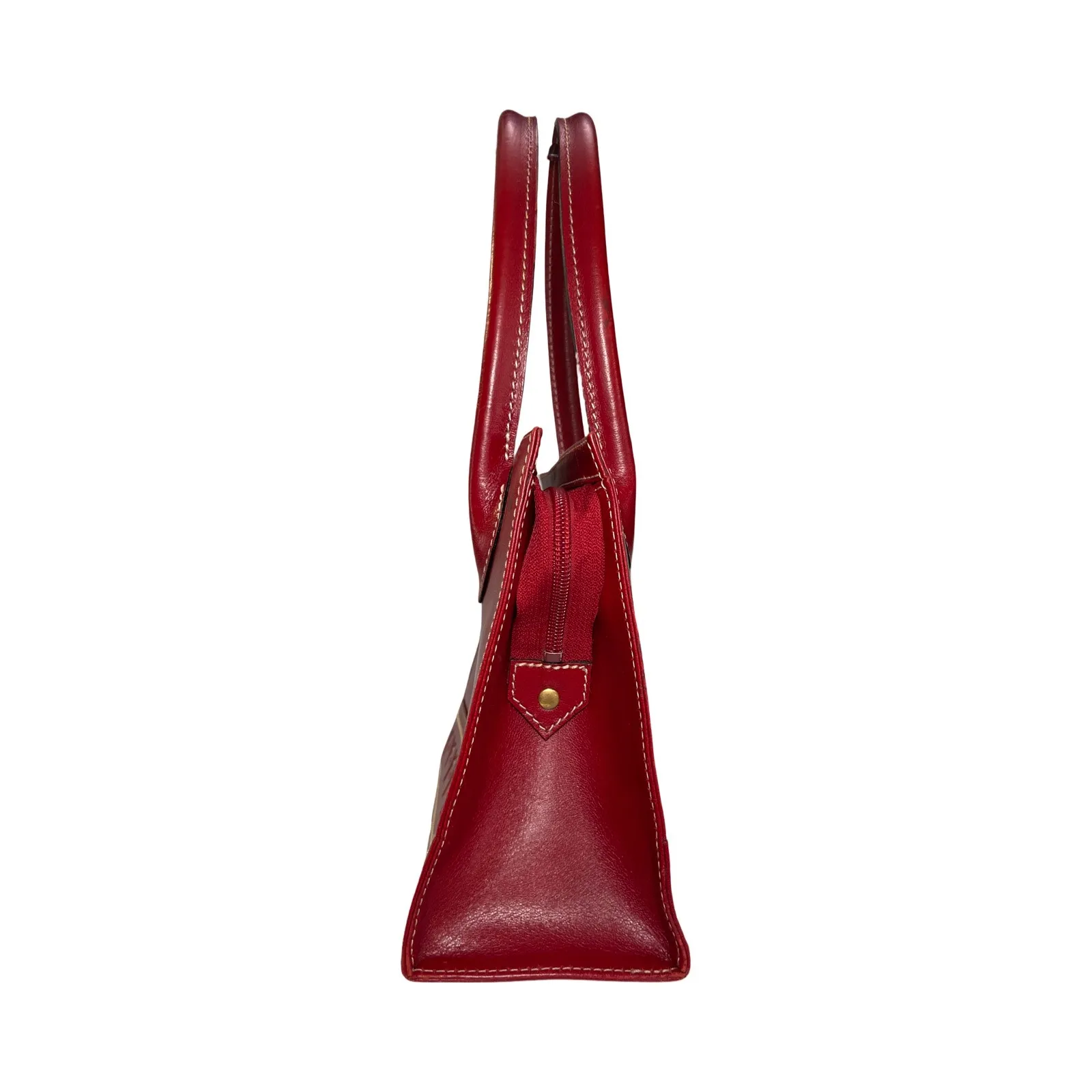 Yves Saint Laurent Red Leather Tote Bag Y Pattern Logo Auth Cert And Strap - Image 2