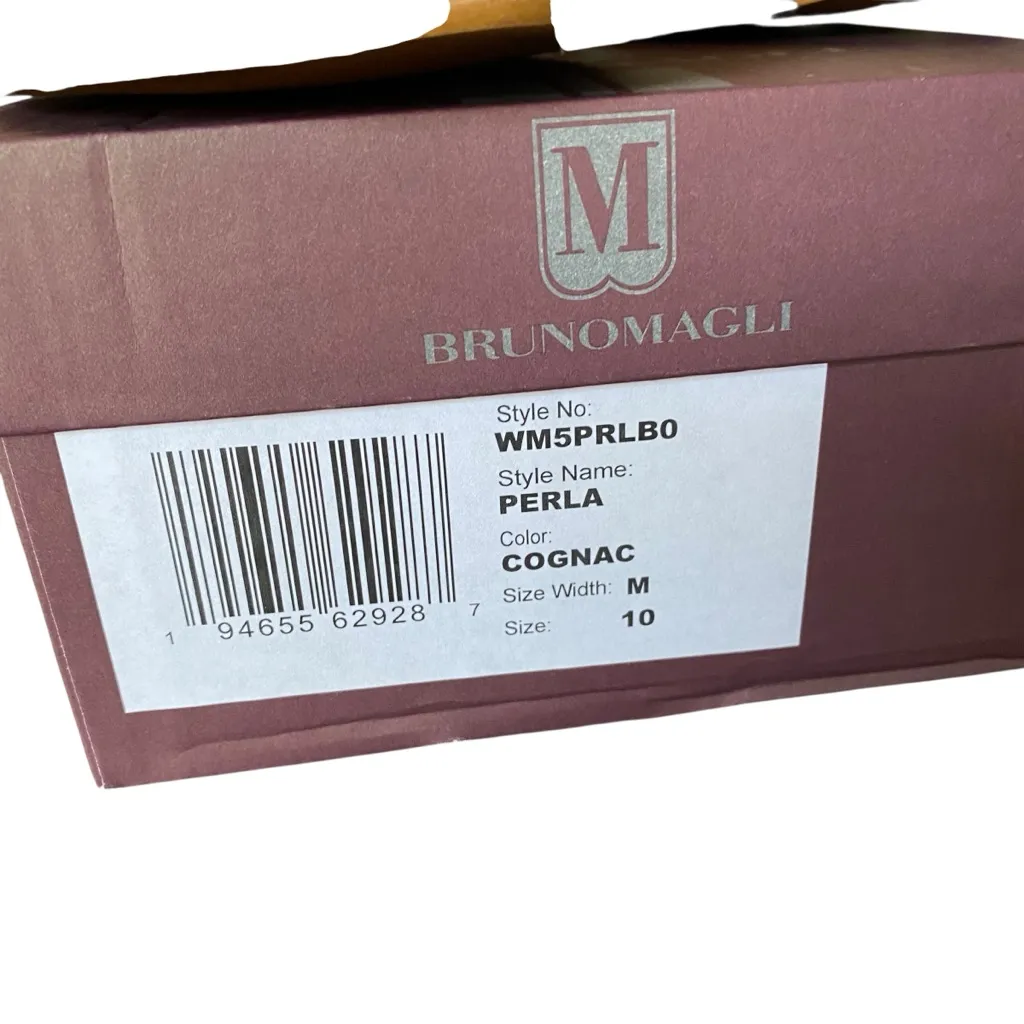 Bruno Magli Perla Cognac Brown Leather Sandals Gold Studded NWTS NIB size 10 Tan - Image 7