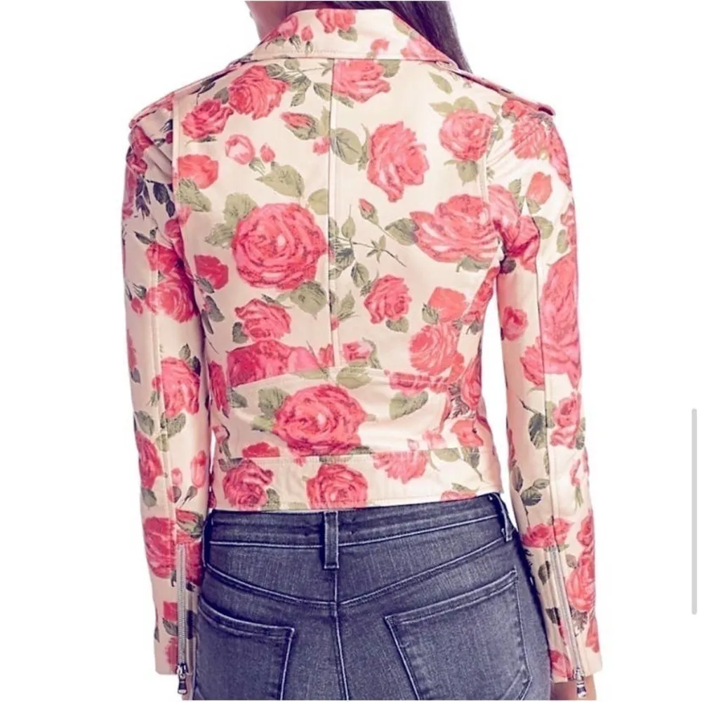 NWT | L’AGENCE 100% Genuine Leather Floral‎ Biker Jacket in Dawn Rosewood Pink Size XS - Image 4
