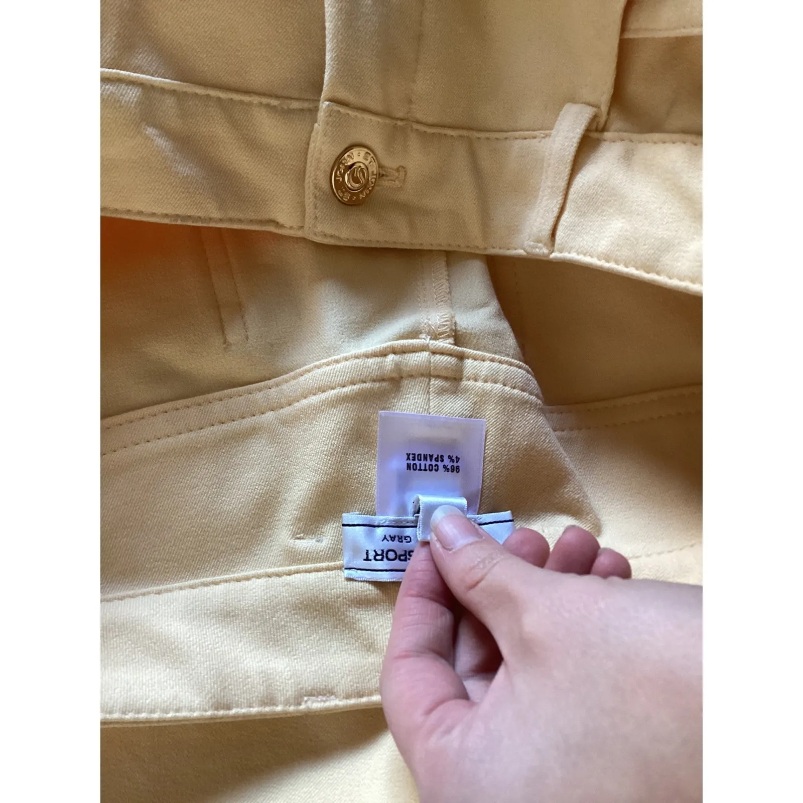 St. John Sport Women Yellow Wide Leg Pants 10 Cotton Spandex Blend Casual Chic - Image 6