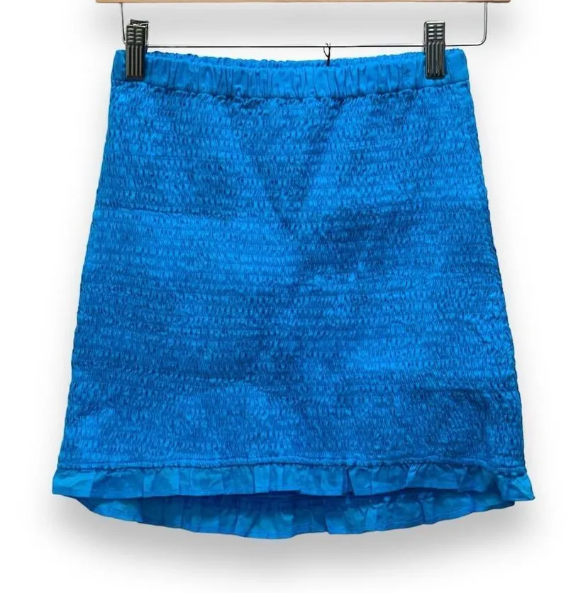 NWOT Faithfull the Brand ESTI Mini Skirt Turquoise Cotton Rayon Handmade Size 2 - Image 1