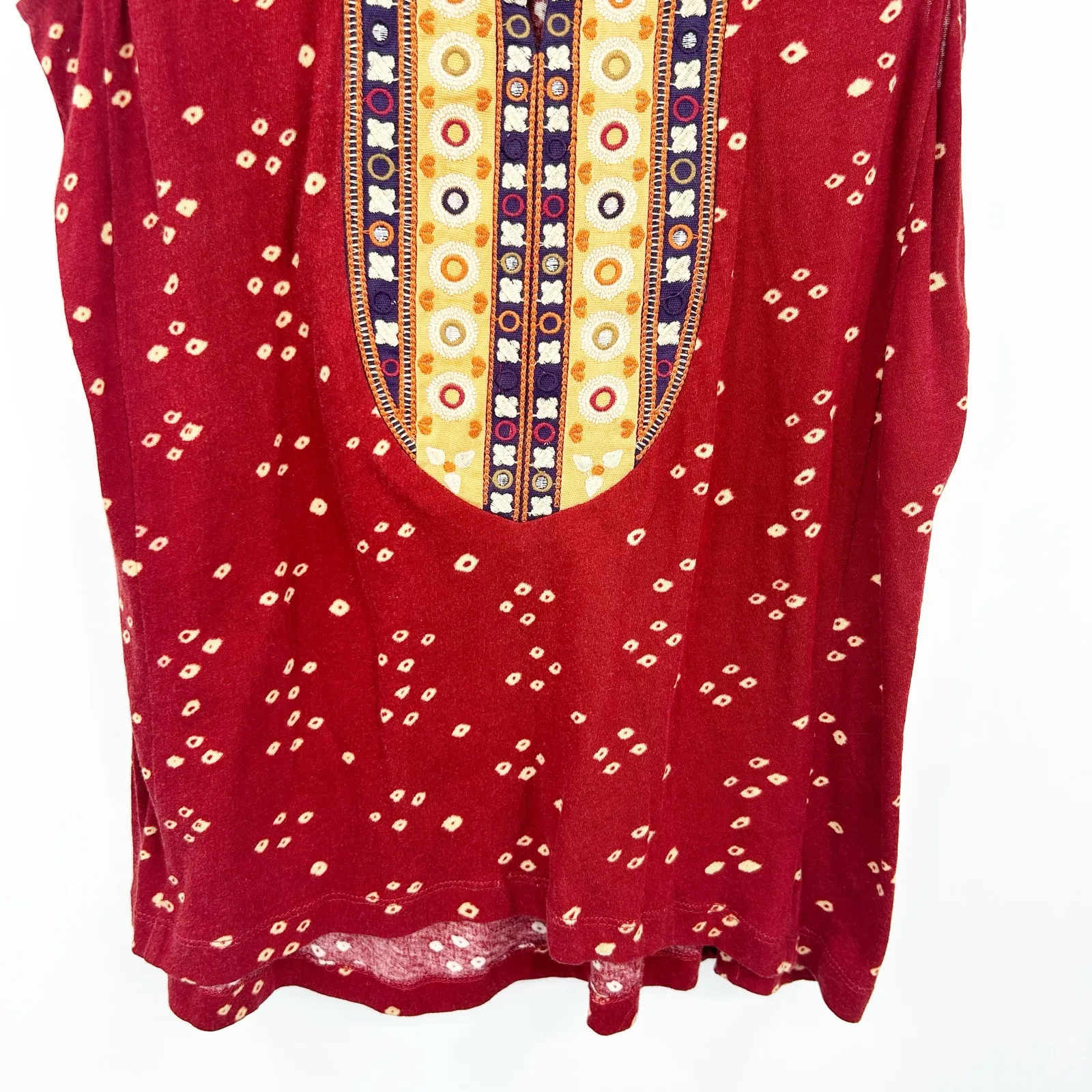 Anthropologie Tiny‎ Womens Boho Summer Sleeveless Embroidered Tank Top XS Red - Image 5