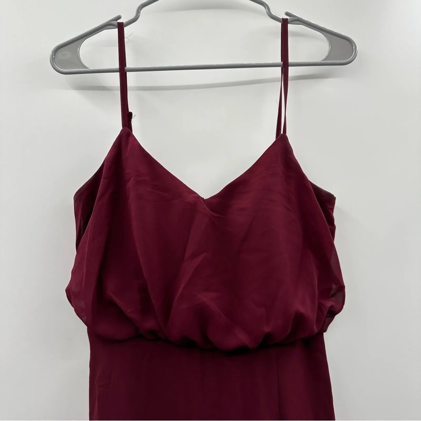Birdy‎ Grey Gwennie Chiffon Bridesmaid Maxi Dress in Cabernet Red Sz M NEW - Image 4