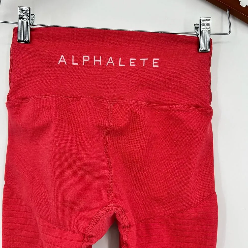 Alphalete Revival R6 Leggings Coral Red Size Small Work Out Gym Athletic pull on - Image 6