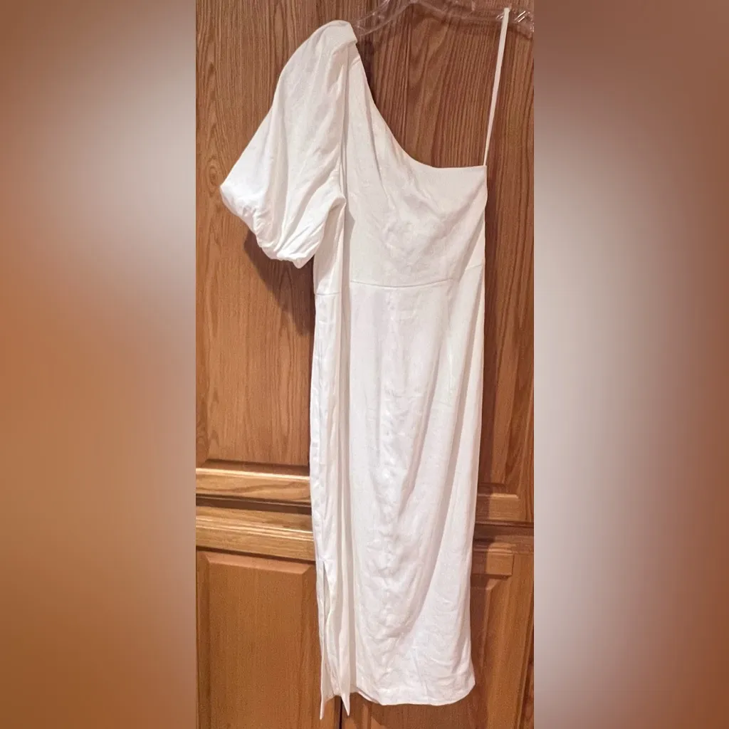 ANTONIO MELANI Lindy Asymmetric One Shoulder‎ Linen Midi Sheath Dress Ivory Sz 4 - Image 6