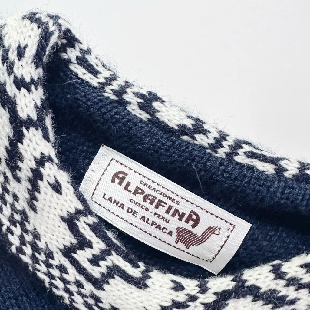 NEW Boutique Navy Blue Alpaca Wool Fringe Sweater Poncho Size undefined - Image 3