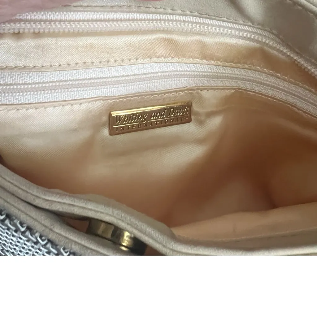 Whitting and Davis Metal Mesh Clutch Crossbody Handbag Tan - Image 9